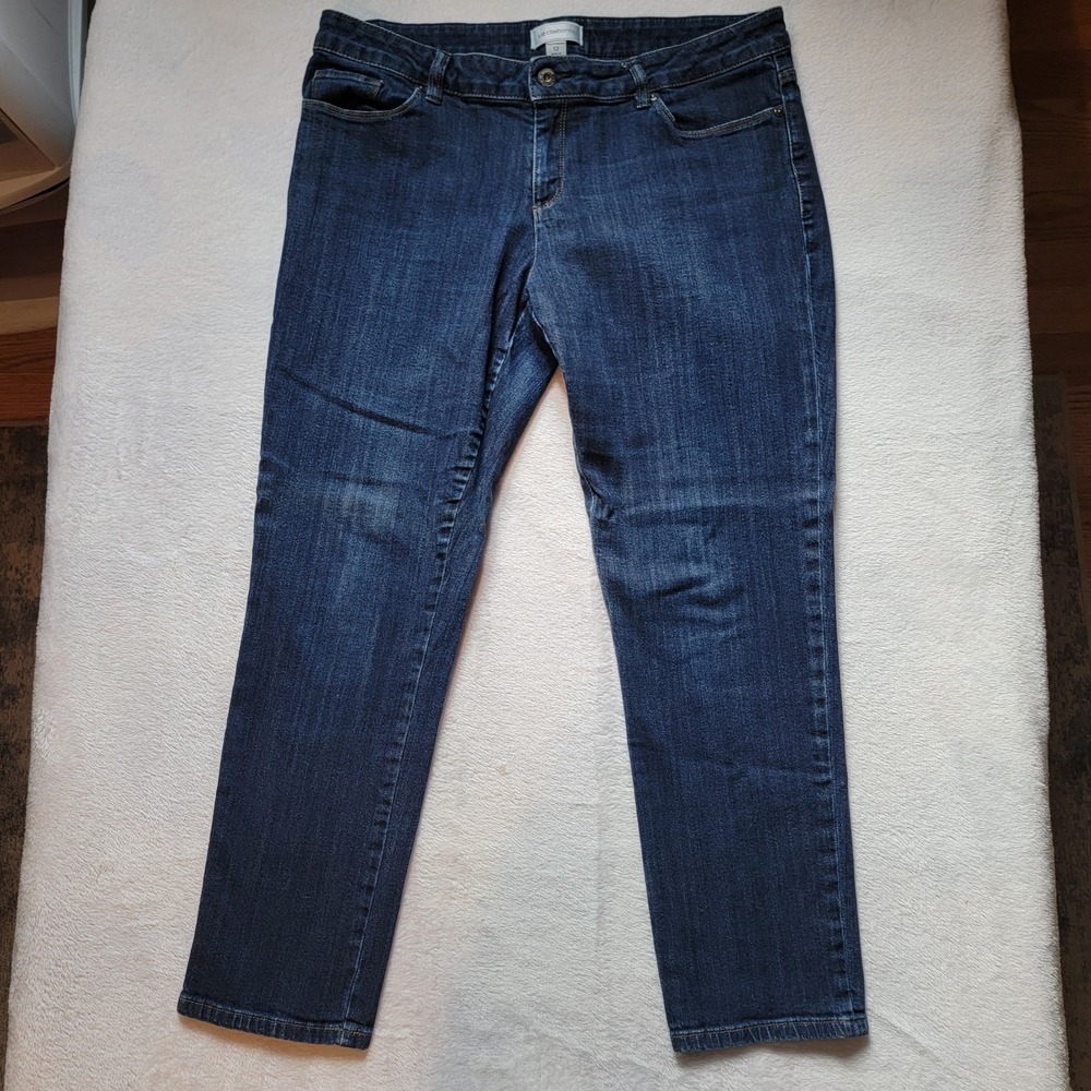 Liz Claiborne Women's Blue Medium Wash Boyfriend Straight Denim Jeans 5-Pocket